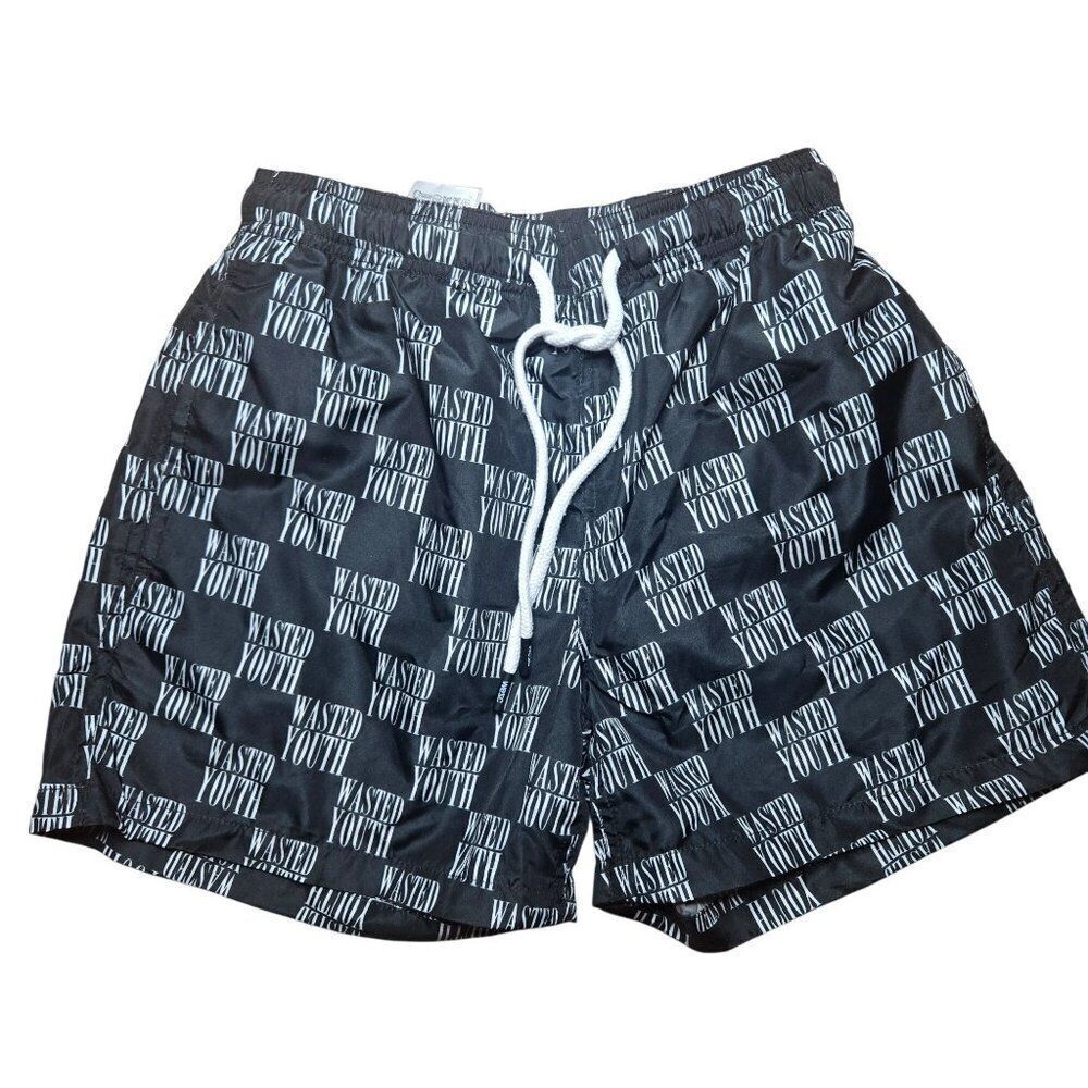 New Wesc Wasted Youth Swim Shorts Trunks Mens XS Black